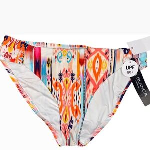 La Blanca Womens Bikini Bottoms Size 12‎ Multi Color Tribal Print UPF 50+